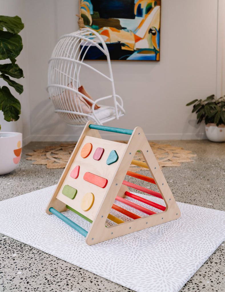 natural play equipment large pikler coloured